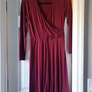 Size small knee length long sleeve red dress
